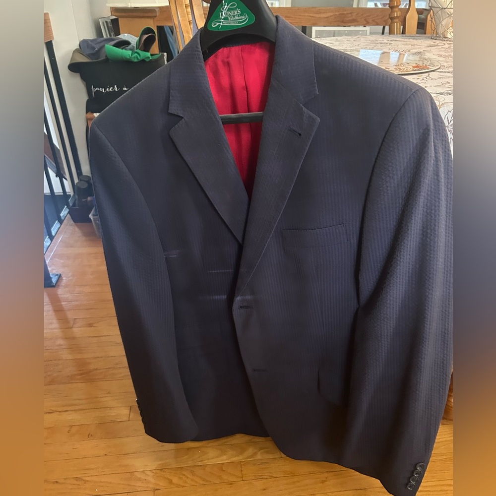 Dagr-Italy Dark Blue Blazer with Red Interior
